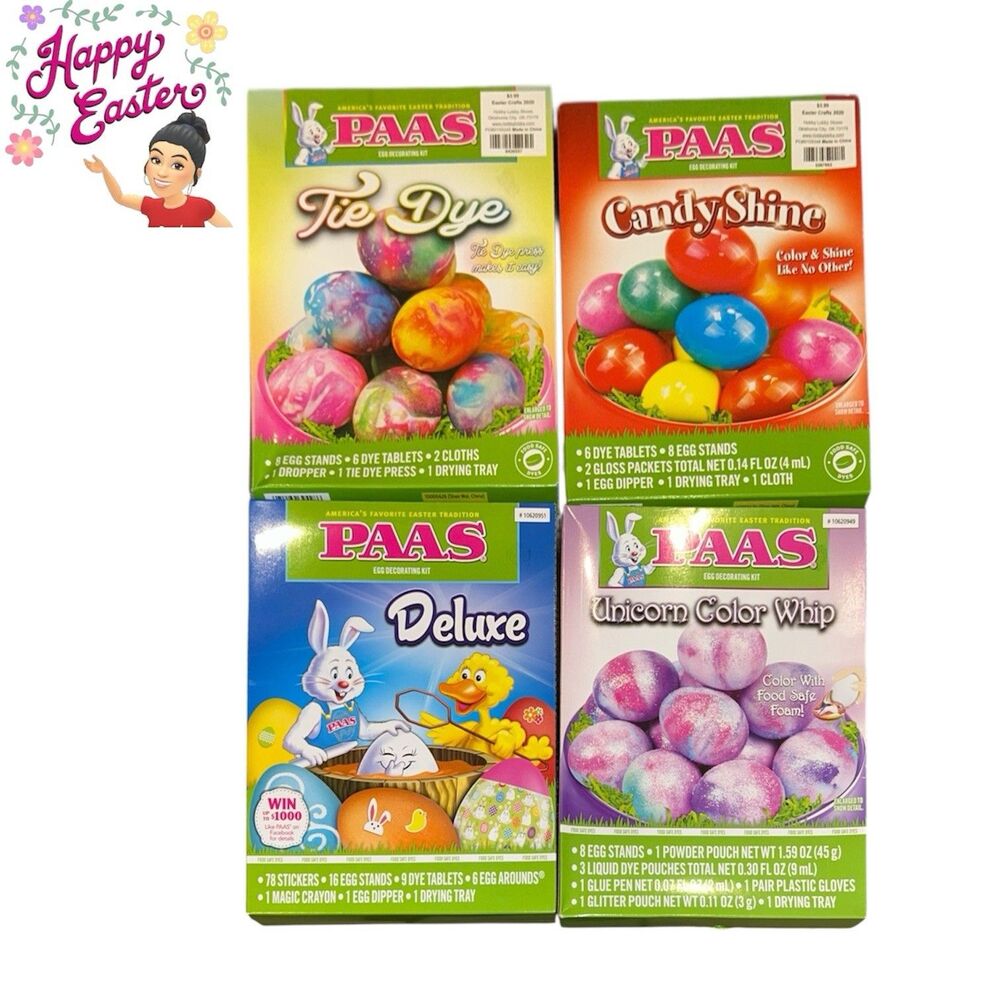 4x PAAS Easter Egg Coloring Kits and Stickers